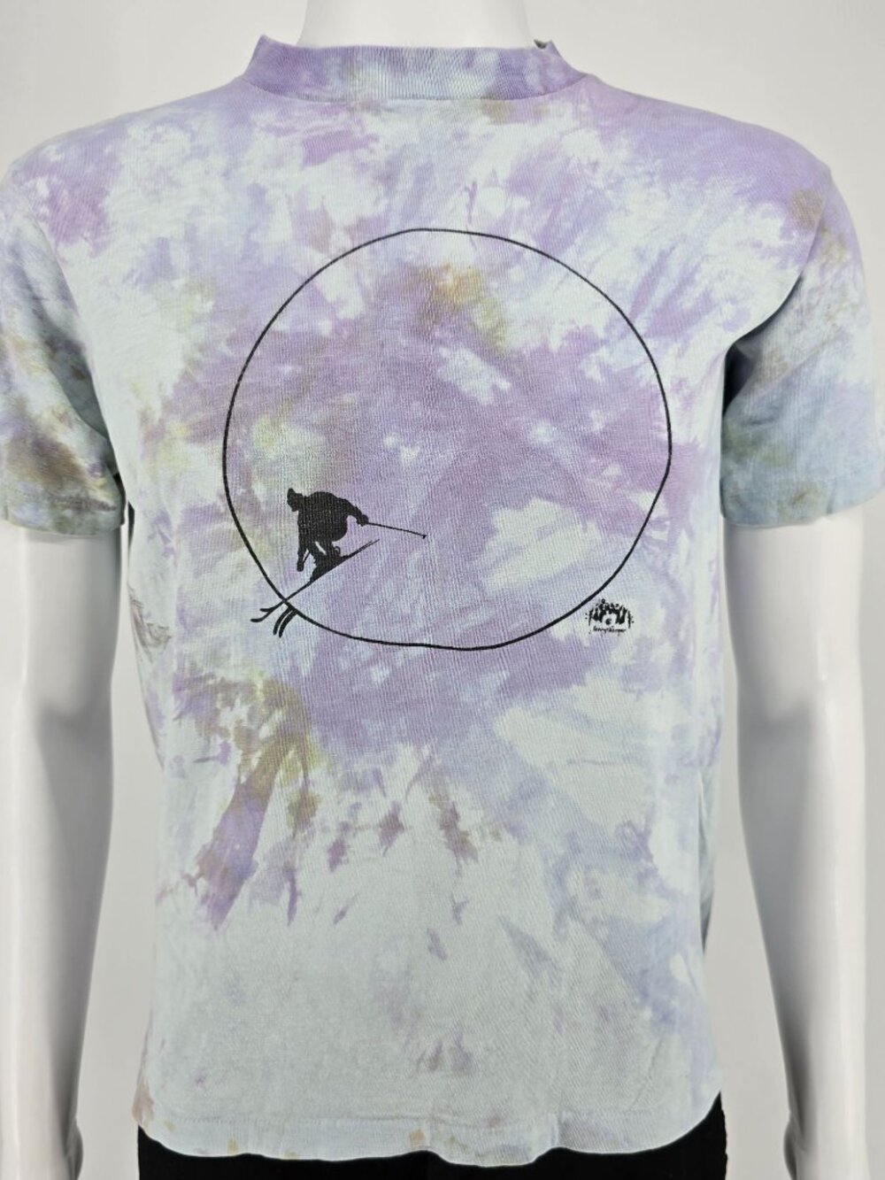 Vintage 1990s HEAVY Pastel Tie-Dye Jerry Werner Skiing Graphic T-Shirt (M)